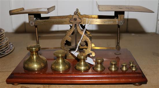 Pair of brass & mahogany letter scales